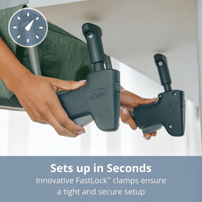 Chicco FastLock™ Hook-On High Chair, Portable High Chair for Babies and Toddlers, Sets up in Seconds | Moss/Green - Image 3